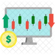 an image of a computer screen with arrows and a dollar coin