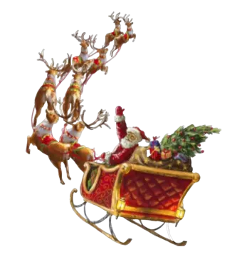 a christmas sler with santa and reindeers on it