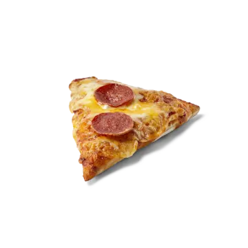 a slice of pizza on a white background
