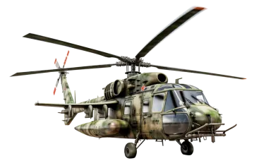 a military helicopter flying in the air