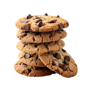 a stack of chocolate chip cookies