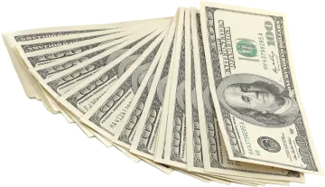 a pile of money on a white background