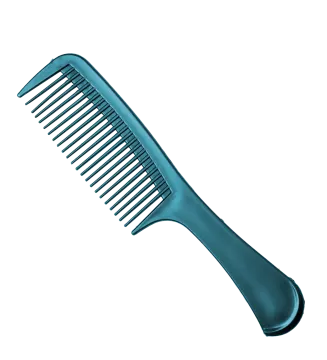 a blue comb on a white background