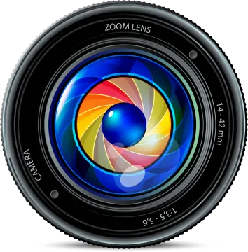 a camera lens on a white background