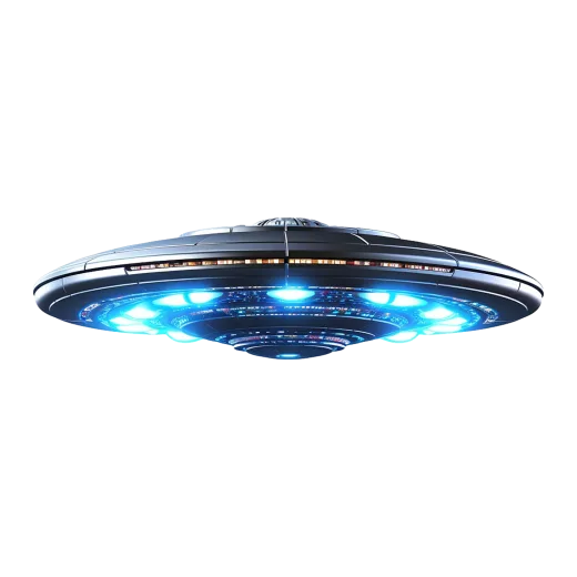 a spaceship flying over a white background