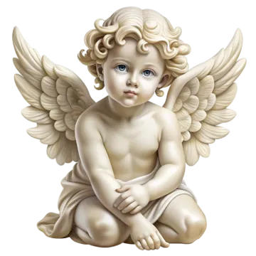 a statue of an angel sitting on the ground