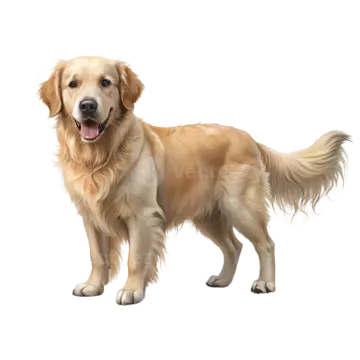 a golden retrieve dog standing on a white background