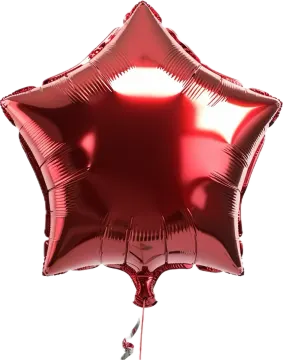 a red star balloon on a white background