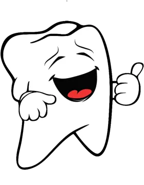 a cartoon tooth with its mouth open