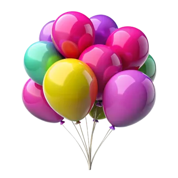 a bunch of balloons on a white background