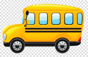 a yellow school bus on a transparent background