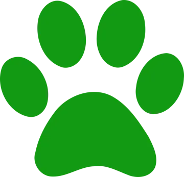 a green paw on a white background