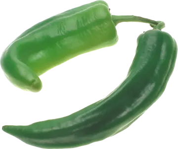 a close up of two green peppers