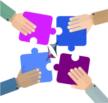 a group of hands holding puzzle pieces