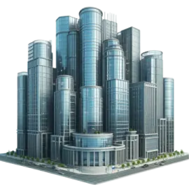 an image of a city with many tall buildings