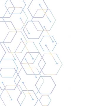 a white background with colorful lines and hexagons
