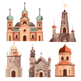 a set of different types of churches