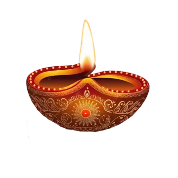 a lit oil lamp on a white background