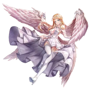 an anime girl with wings flying in the air