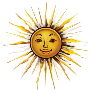 a sun with a face drawn on it