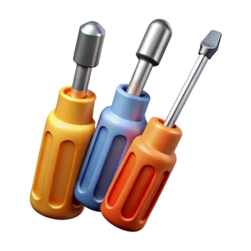 a set of screws on a white background