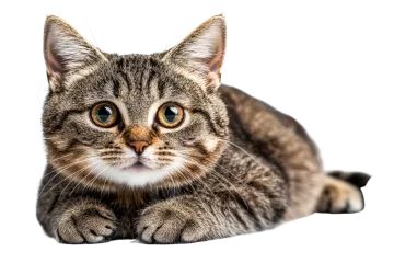 a close up of a cat on a white background