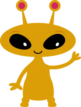 an illustration of a yellow alien with big eyes