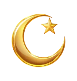 a gold crescent and star