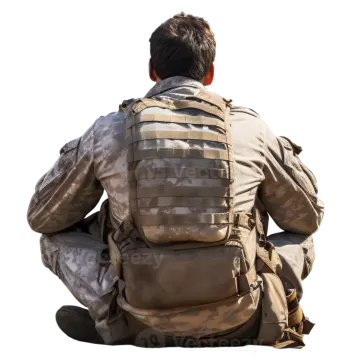 a man with a backpack sitting on the ground