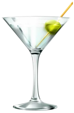 a martini glass with an olive in it