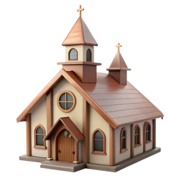 a small church with a cross on the roof