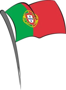 a portugal flag flying in the wind