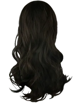 a black wig with long wavy hair