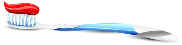 a toothbrush with an apple on top of it