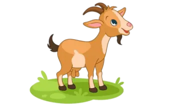 a cartoon goat standing in the grass