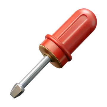 a red screw with a metal tip