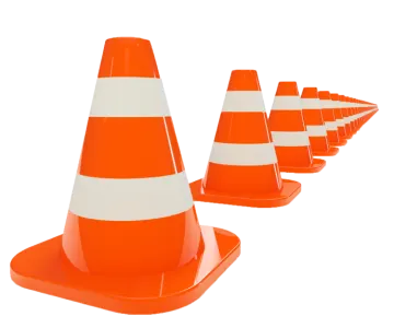 orange and white traffic cones