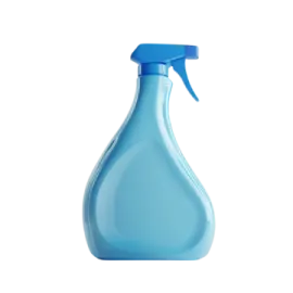 a blue spray bottle on a white background