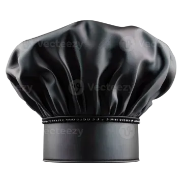 a black chef hat on a white background