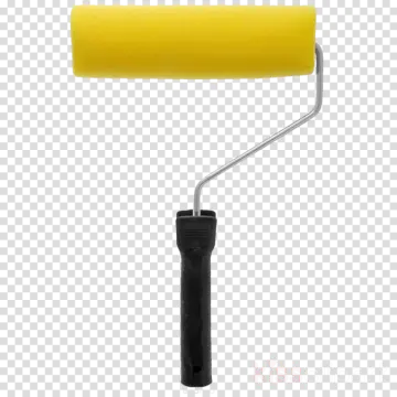 a yellow paint roller on a white background