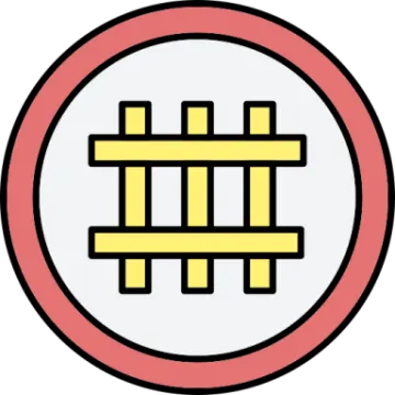 a red and white circle with a yellow line in the middle