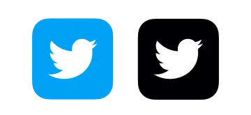 two twitter logos, one black and one blue