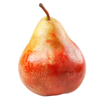 a red and yellow pear on a white background