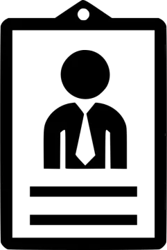 a black and white icon of a man in a tie