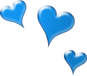 three blue hearts on white background