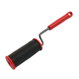 a red handle on a white background