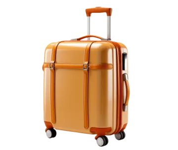 an orange suitcase with wheels