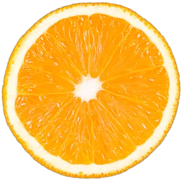 a slice of orange on a white background