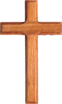 a wooden cross on a white background