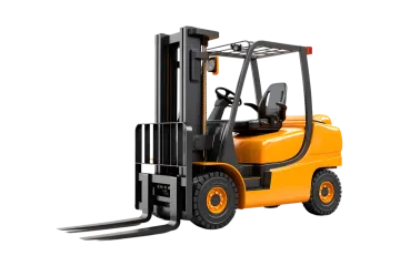 a forklift fork truck on a white background